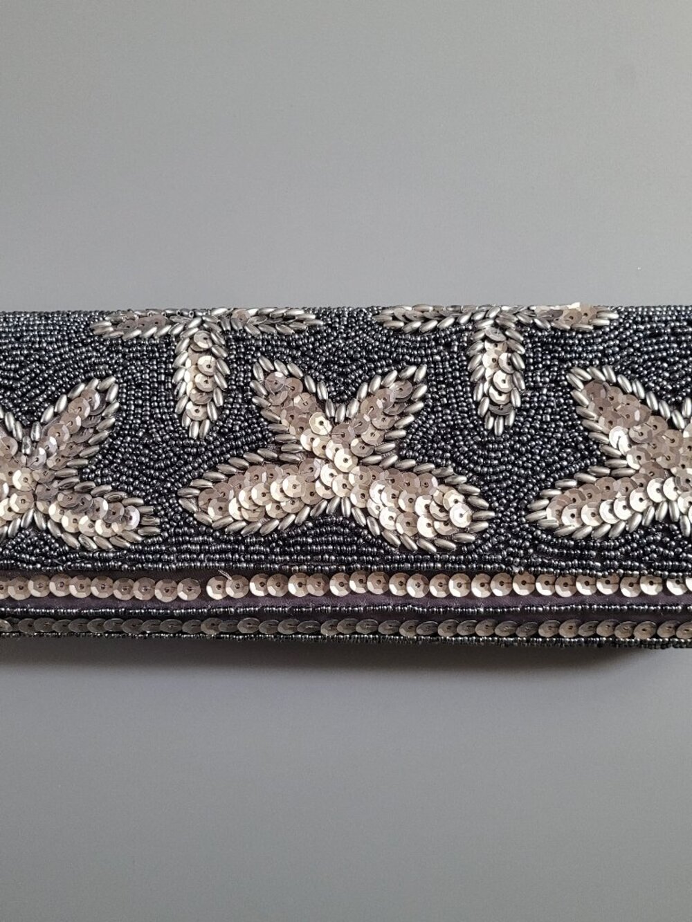 Bijoux Terner Black Silver Beaded Snap Evening Shoulder Bag / Clutch - Picture 2 of 6